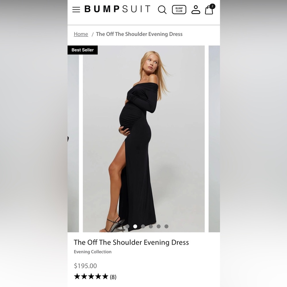 Bunpsuit The Off the Shoulder Evening Dress. Black size large